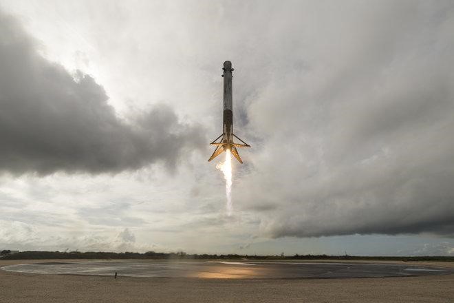 First stage of the SpaceX Falcon rocket landing at Cape Canaveral
